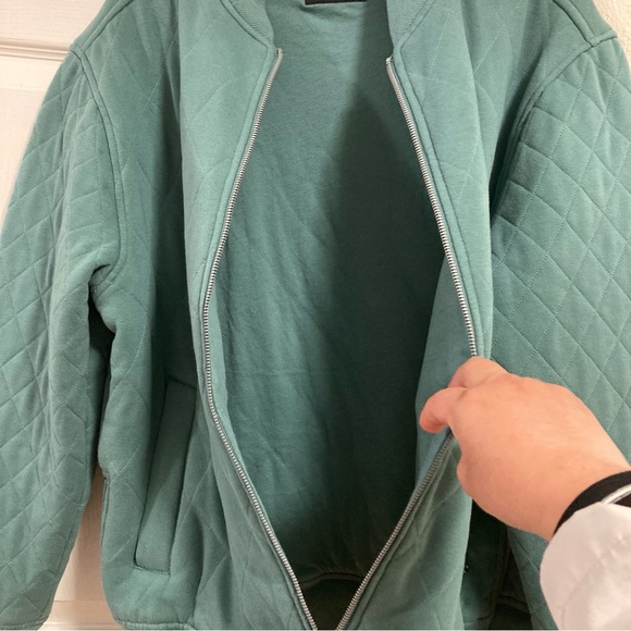 Athleta Women Jacket M Retroplush Bomber Jacket Teal Full Zip Up Quilted Green - Picture 9 of 16